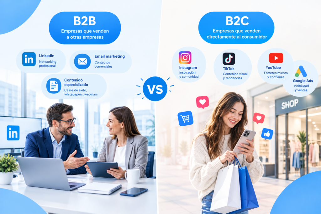 Marketing digital diferencia entre B2B y B2C